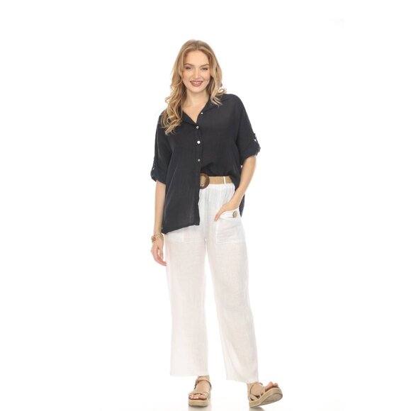 Navy Button Up Collared Shirt - Picture 9 of 12